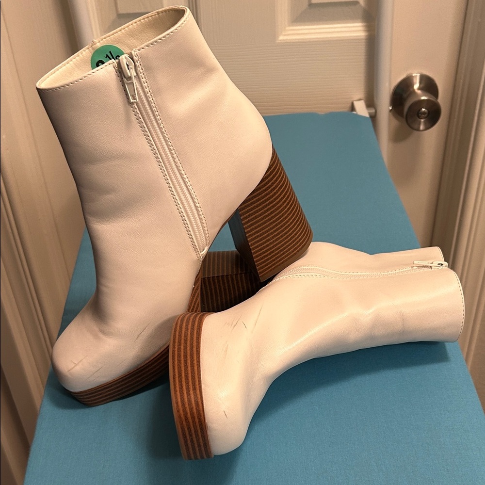 White Leather Ankle Boots
